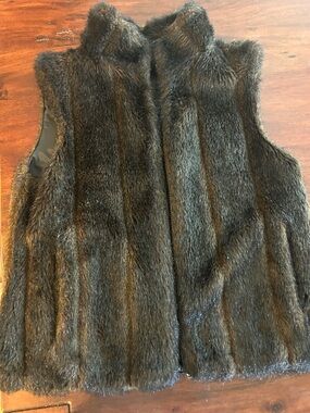 Plush Faux Fur Vest in Deep Brown